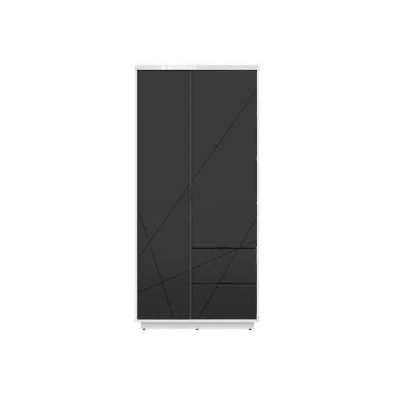 Garderobe Forn 94x201 cm - hvit høyglans - svart matt