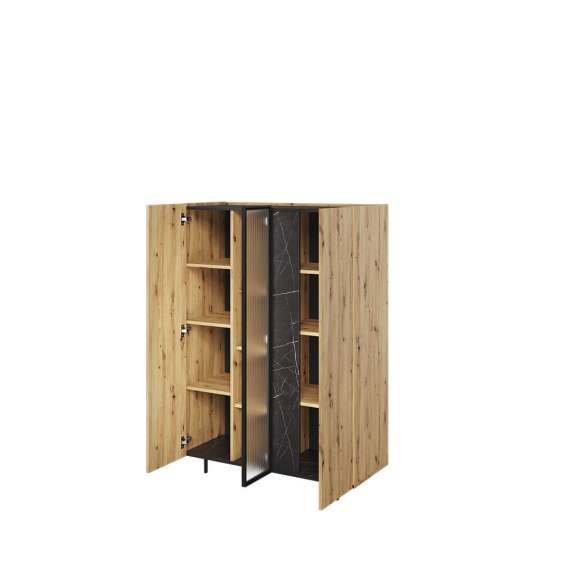 Vitrineskap Marmo 100x142 cm - Eik - Marmor dekor - med ben