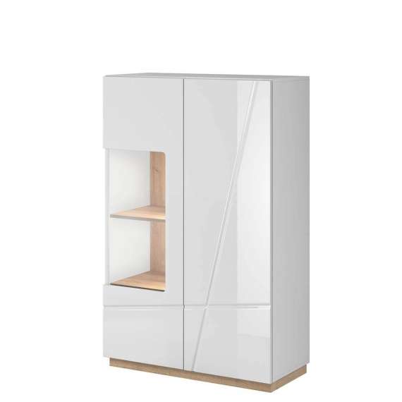 Vitrineskap Futura 90x141 cm - Hvit høyglans