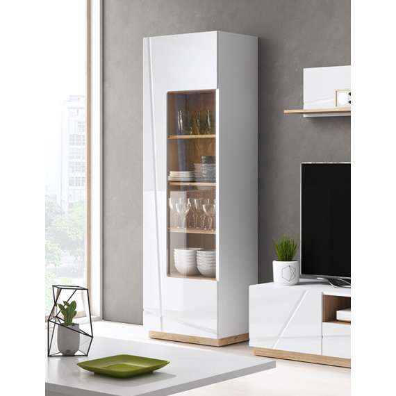 Vitrineskap Futura 60x191 cm - Hvit høyglans
