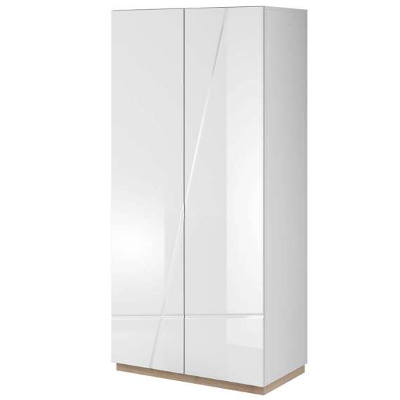 Garderobe Futura 90x191 cm - 2 dører - Hvit høyglans