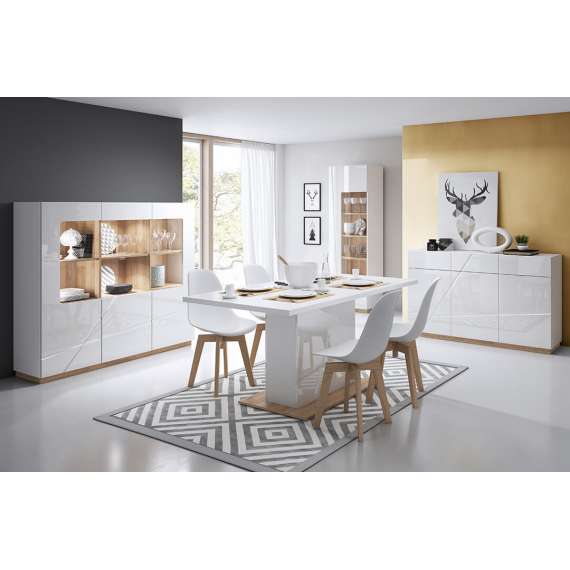 Vegghylle Futura 130 cm - Hvit høyglans