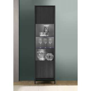 Vitrineskap Steel 55x203 cm - Svart dekor