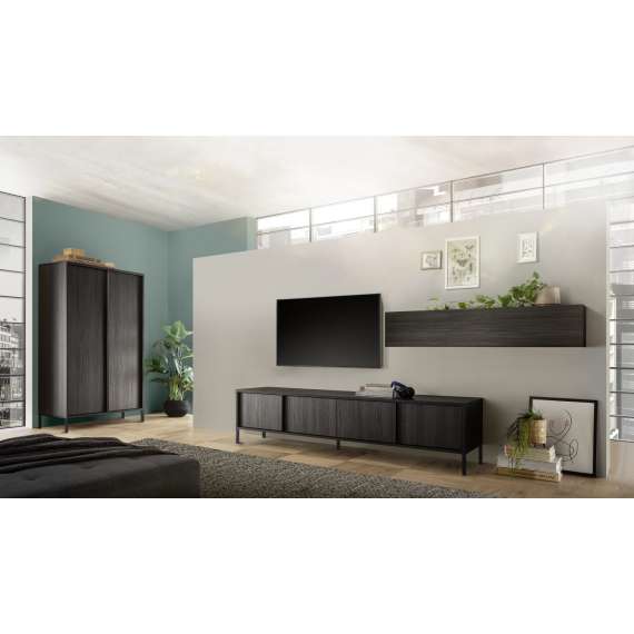 Vitrineskap Steel 55x203 cm - Svart dekor