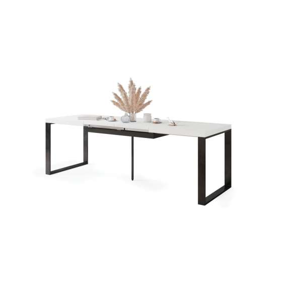 Spisebord Avari 140-290 cm - hvit matt - metallben
