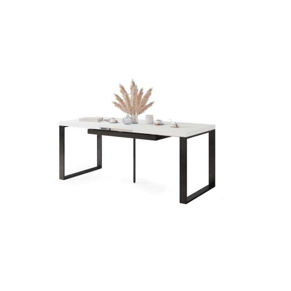 Spisebord Avari 140-290 cm - hvit matt - metallben