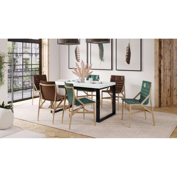 Spisebord Avari 140-290 cm - hvit matt - metallben