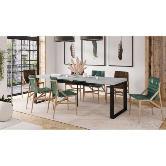 Spisebord Avari 140-290 cm - betong - metallben