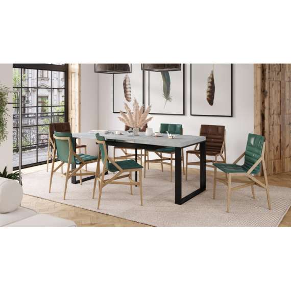 Spisebord Avari 140-290 cm - betong - metallben