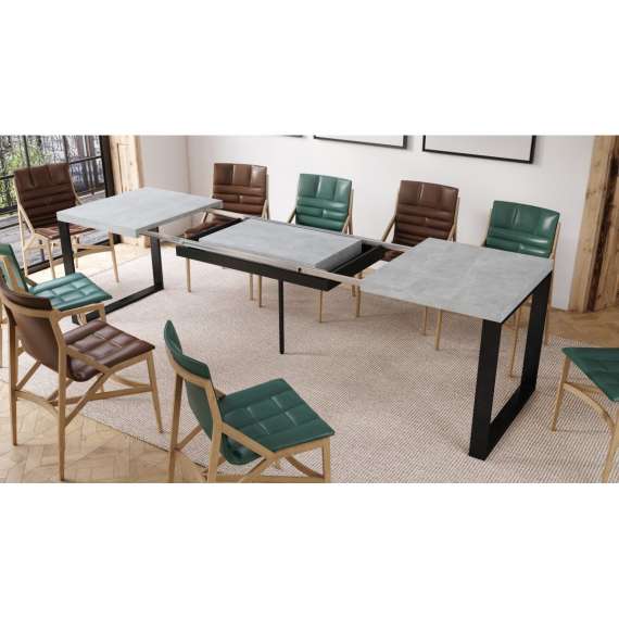 Spisebord Avari 140-290 cm - betong - metallben