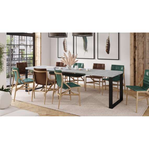 Spisebord Avari 140-290 cm - betong - metallben