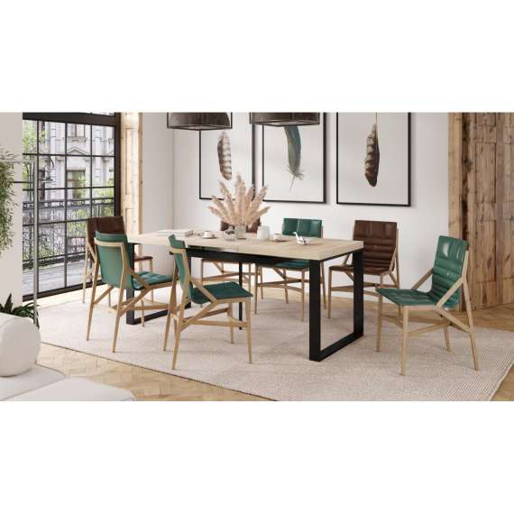 Spisebord Avari 140-290 cm - eik sonoma - metallben