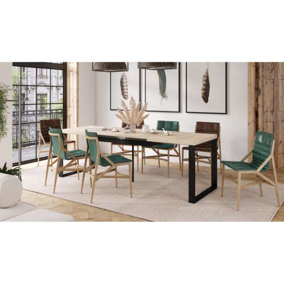 Spisebord Avari 140-290 cm - eik sonoma - metallben