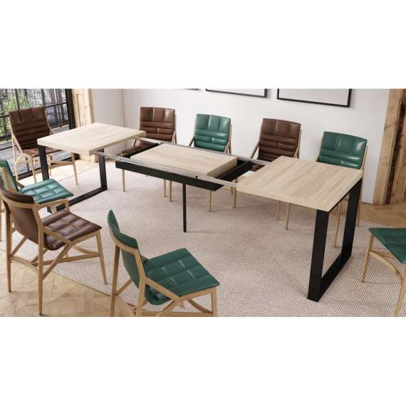 Spisebord Avari 140-290 cm - eik sonoma - metallben