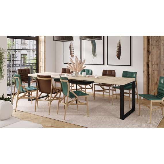 Spisebord Avari 140-290 cm - eik sonoma - metallben