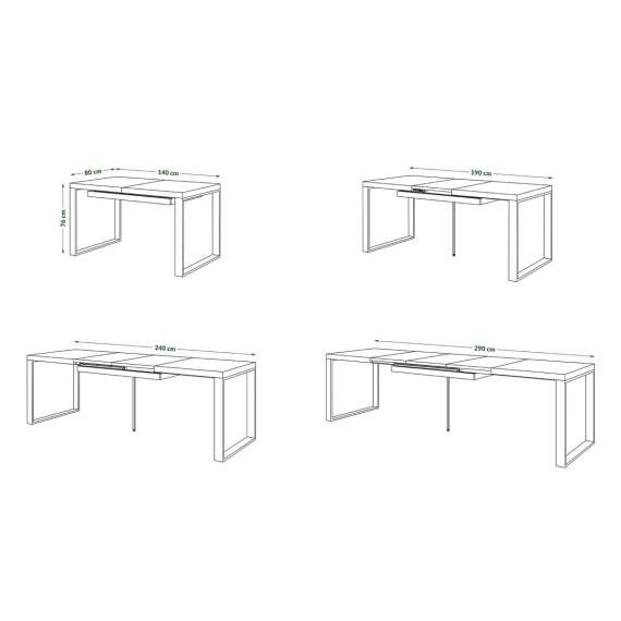 Spisebord Avari 140-290 cm - eik artisan - metallben