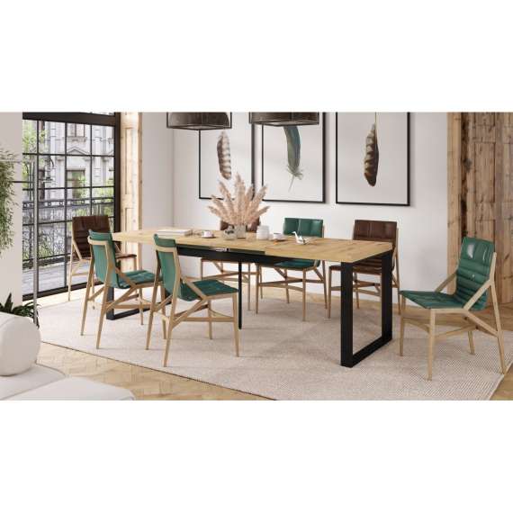 Spisebord Avari 140-290 cm - eik artisan - metallben