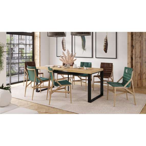 Spisebord Avari 140-290 cm - eik artisan - metallben