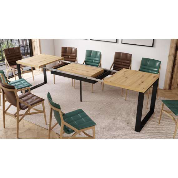 Spisebord Avari 140-290 cm - eik artisan - metallben