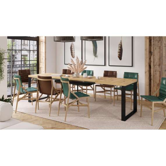 Spisebord Avari 140-290 cm - eik artisan - metallben