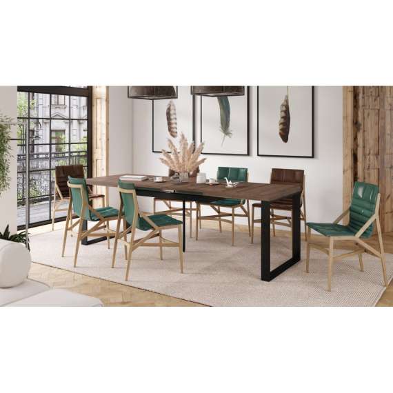 Spisebord Avari 140-290 cm - eik brun - metallben