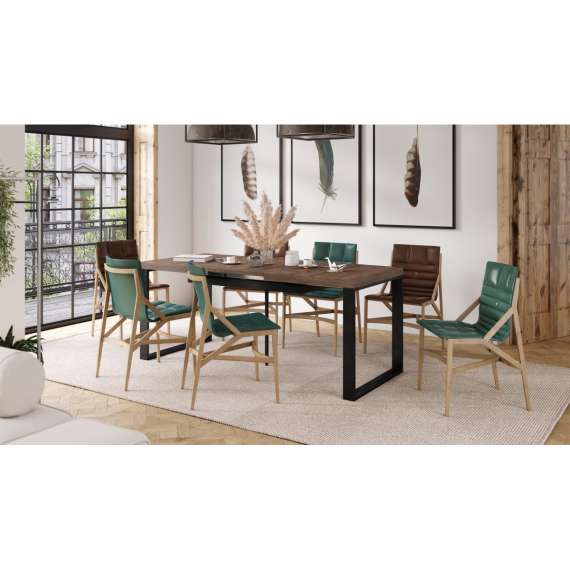 Spisebord Avari 140-290 cm - eik brun - metallben