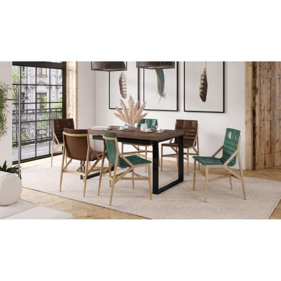 Spisebord Avari 140-290 cm - eik brun - metallben