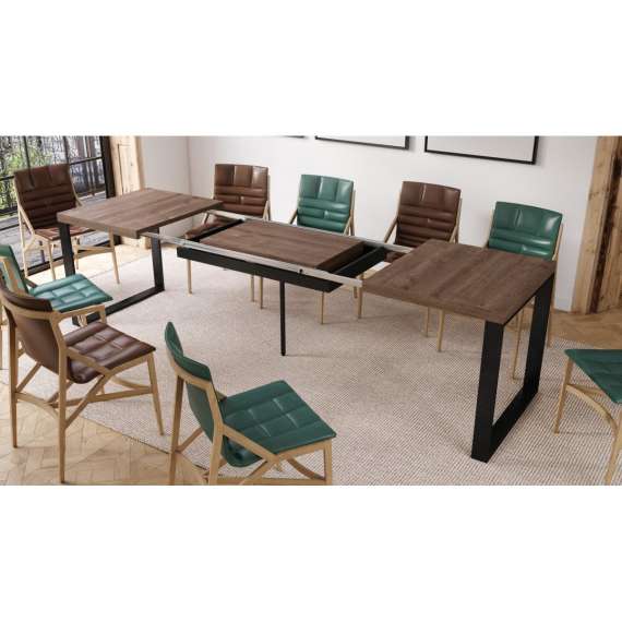 Spisebord Avari 140-290 cm - eik brun - metallben