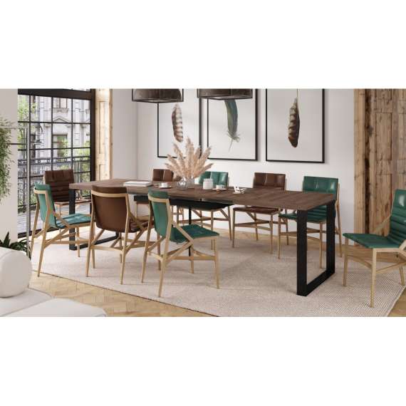 Spisebord Avari 140-290 cm - eik brun - metallben