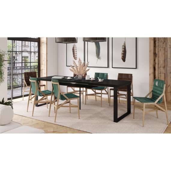 Spisebord Avari 140-290 cm - svart matt - metallben