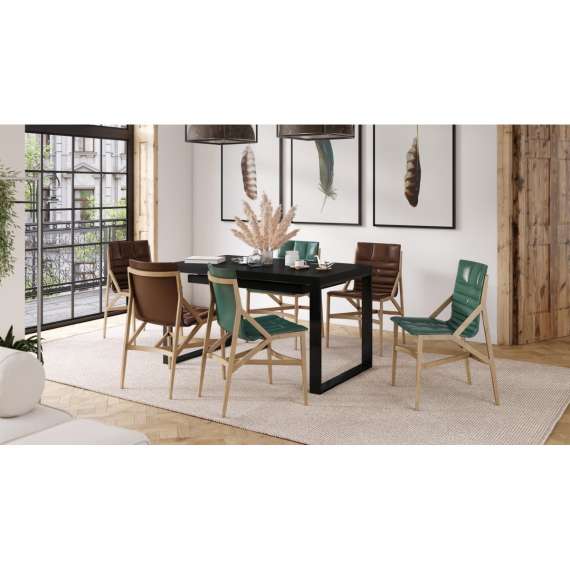 Spisebord Avari 140-290 cm - svart matt - metallben