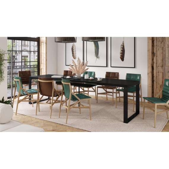 Spisebord Avari 140-290 cm - svart matt - metallben