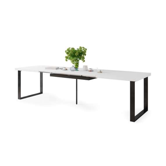 Spisebord Avella 160-310x90 cm - Hvit matt