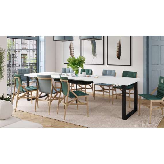 Spisebord Avella 160-310x90 cm - Hvit matt