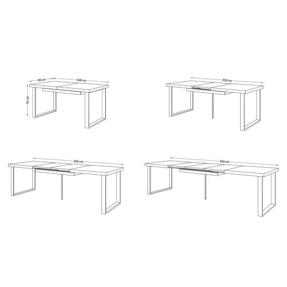 Spisebord Avella 160-310x90 cm - Eik - Langt bord