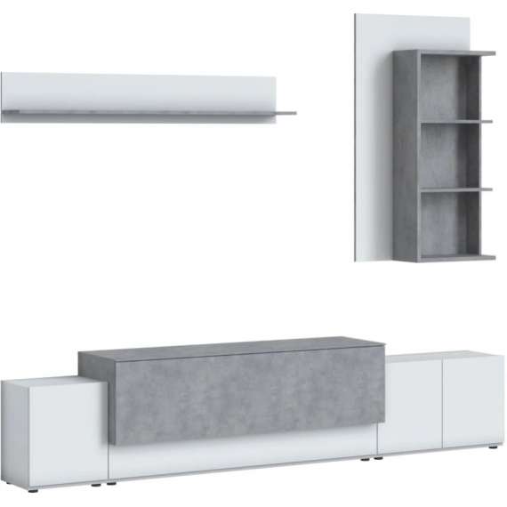 Tv-seksjon Canora 270 cm - Hvit - Betong - med belysning