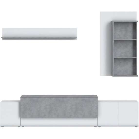 Tv-seksjon Canora 270 cm - Hvit - Betong - med belysning