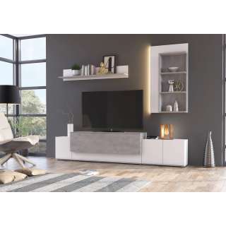 Tv-seksjon Canora 270 cm - Hvit - Betong - med belysning