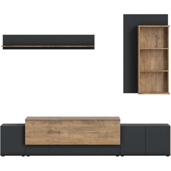 Tv-seksjon Canora 270 cm - Antrasitt - med belysning