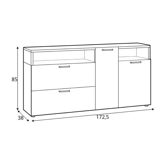Skjenk Easy 173 cm - Naturlook - Hvit