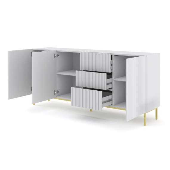 Skjenk Ravena 200 cm - Hvit - Metallben - Spiler