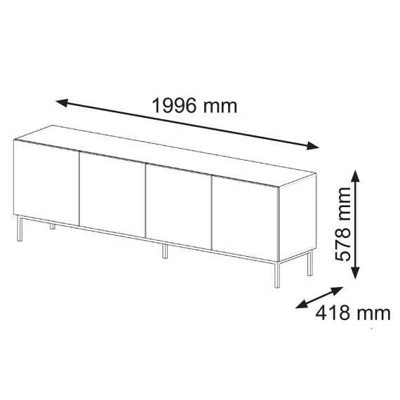 Tv-benk Ravena 200 cm - Metallben - Spiler - Naturlook