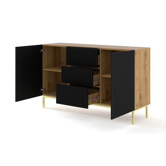 Skjenk Ravena 150 cm - Spiler - Eikelook - Svart matt