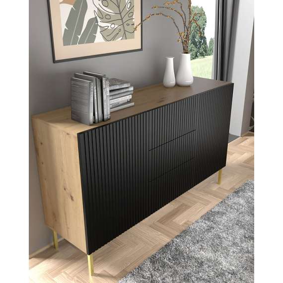 Skjenk Ravena 150 cm - Spiler - Eikelook - Svart matt