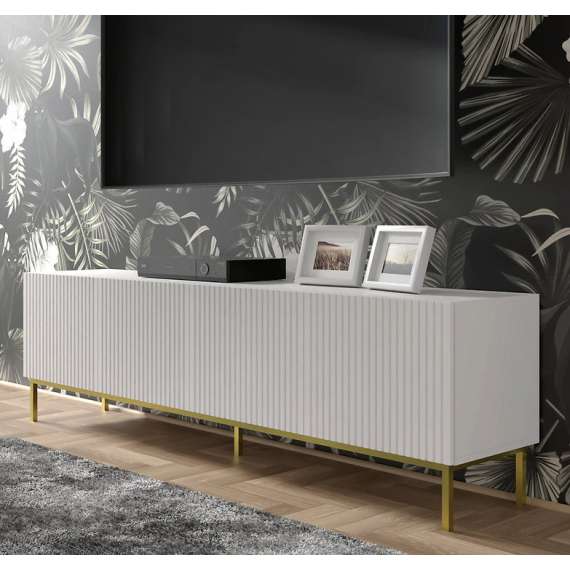 Tv-benk Ravena 200 cm - Hvit - Spiler