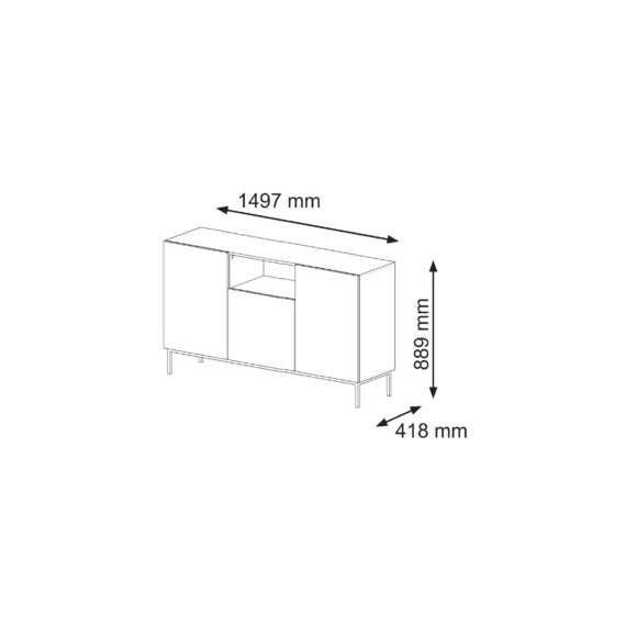 Skjenk Ravena 150 cm - Spiler - Eikelook - Svart matt