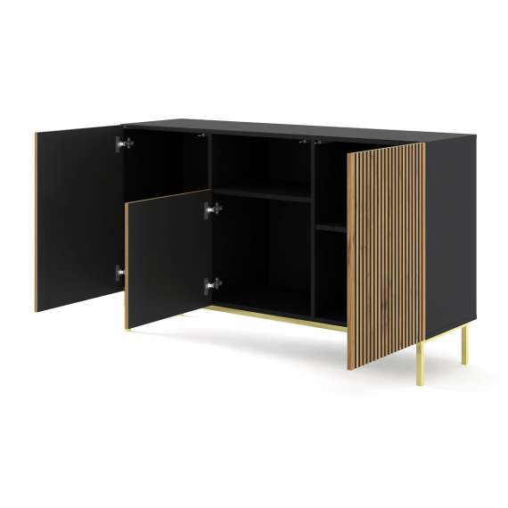 Skjenk Ravena 150 cm - Spiler - Eikelook - Svart matt