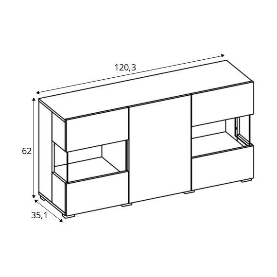 Skjenk Ava 120x62 cm - Hvit - Vegghengt