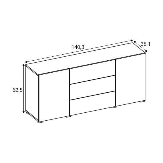 Skjenk Ava 140x63 cm - Hvit - Vegghengt