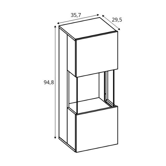 Vitrine Ava 35x95 cm - Svart - Vegghengt